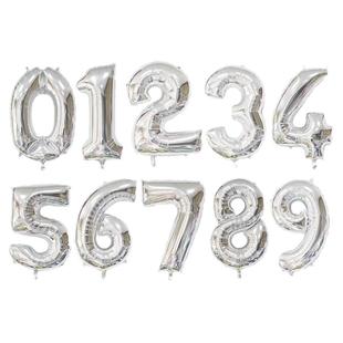 16寸银色金色数字铝膜气球宝宝周岁生日庆生拍照场景布置节日装扮