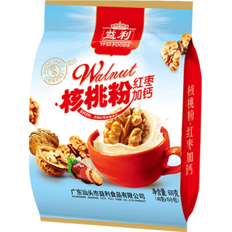 益利红枣加钙核桃粉冲饮品营养早餐速溶代餐粉红枣核桃粉袋装
