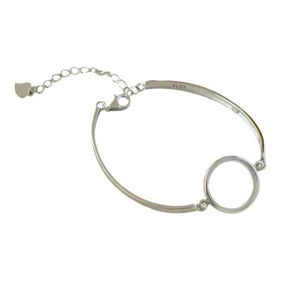 男女款S925纯银玉石镶嵌手链空托