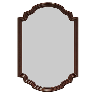 高级卧室桌面化妆镜异形胡桃木色艺术装饰镜新中式led智能浴室镜