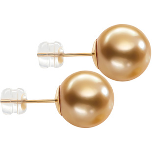 南珠宫18K金海水珍珠南洋金珠耳钉耳环女士礼物简单 C-E043KN-JJ