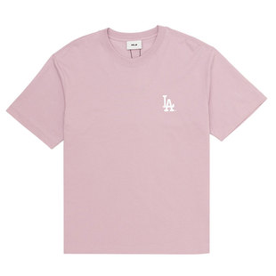 【自营】MLB短袖男装女装新款粉色简约透气T恤休闲健身训练上衣