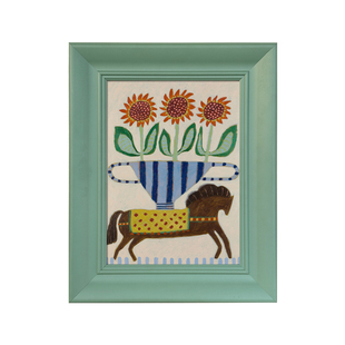 可可画廊多巴胺奶油风中古马年新年餐厅餐边柜儿童房工作室装饰画