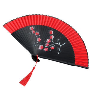 女扇折扇红色中国风古风旗袍走秀女折叠扇舞蹈跳舞折扇易开合梅花