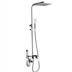 全铜体四档方形升降淋浴花洒冷热淋浴三联混水阀不锈钢浴室喷龙头