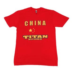 代购泰坦TITAN中国红T恤健身力量举运动深蹲卧推硬拉