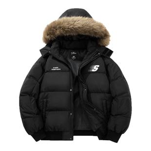 辛普森一家毛领羽绒服鸭绒冬保暖加厚休闲美式基础百搭外套面包服