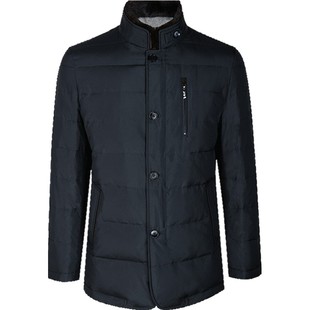 巴豹男士冬季白鸭绒羽绒服短款男带水貂毛领加肥加大码上衣外套男