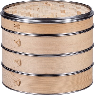 黄一府加厚不锈钢柳杉木笼屉