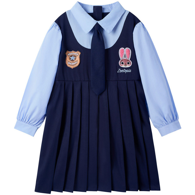 迪士尼女童朱迪卡通连衣裙2026新款儿童公主裙秋小女孩学院风裙子