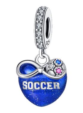 风格欧洲杯系列-足球纪念牌铜镀银项链珠跨境代发2024新款