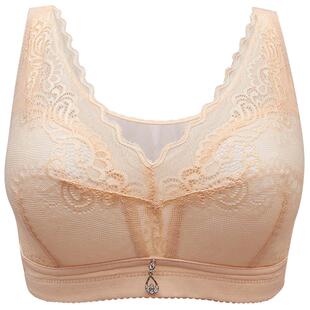 本命年红色超薄款内衣无钢圈大胸显小文胸宽肩带聚拢收副乳加大码