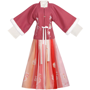 原创正品明制汉服秋冬女款十二破国风全套加厚对襟坦领半臂流仙裙