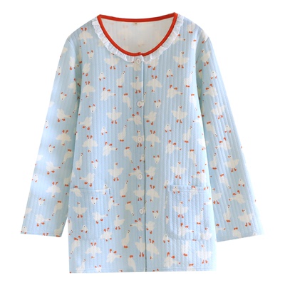 秋冬季蕾丝花边夹棉睡衣上衣