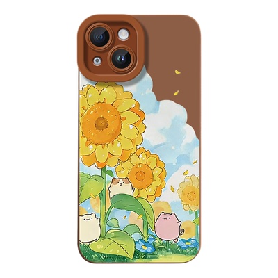 iPhone13软OPPORENO14瞳眼苹果16Plus适用小米17ProMax插画向日葵ins风手机壳VIVOIQOO15ULTRA小清新一加ACE6