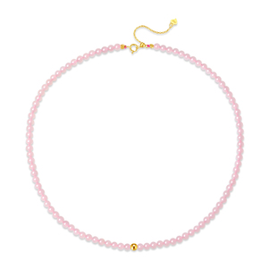 天然藕粉和田玉小米珠项链女18K金颈链妈妈款全珠链珠子串珠颈饰