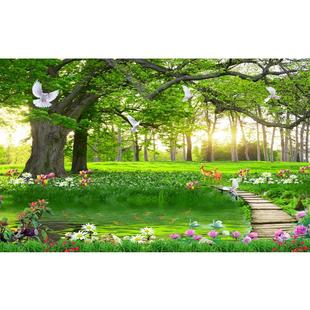 墙贴壁画风景画山水画墙纸自粘挂画壁纸贴纸客厅装饰画卧室背景墙