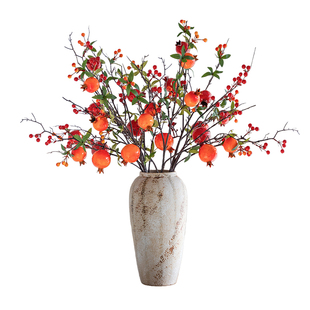 仿真花高级感逼真假花花束石榴花红果发财果摆件新年客厅插花装饰