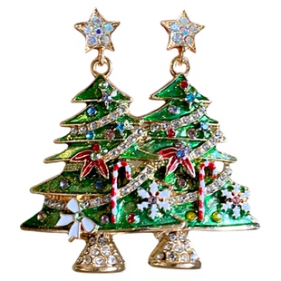 Home Party 闪锆圣诞树耳环女圣诞氛围感耳坠高级感独特漂亮耳饰