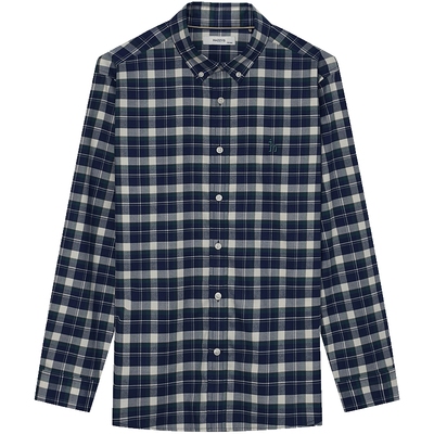 HAZZYS哈吉斯秋季长袖休闲格子衬衫上衣亮色男通勤衬衣外套