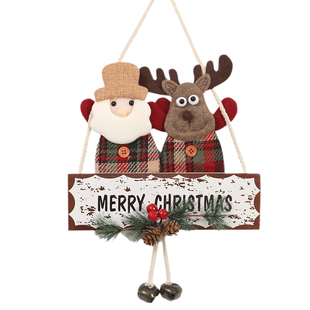 圣诞节装饰品创意藤圈铃铛橱窗玻璃门墙挂件场景布置花环老人雪人