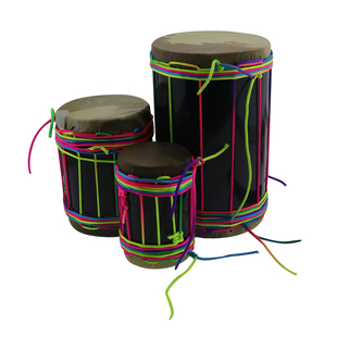 自制小墩墩鼓手工制作非洲鼓五彩绳双面牛皮鼓面自己组装有颜料