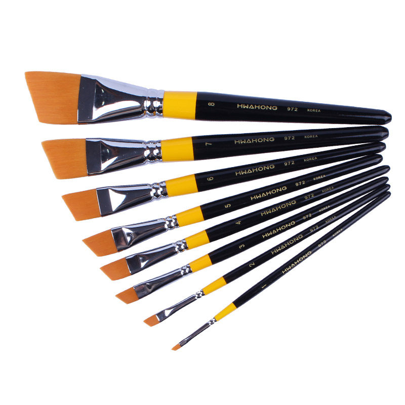 韩国进口hwahong华虹972设计图案水彩画笔斜头笔尼龙化妆刷美甲