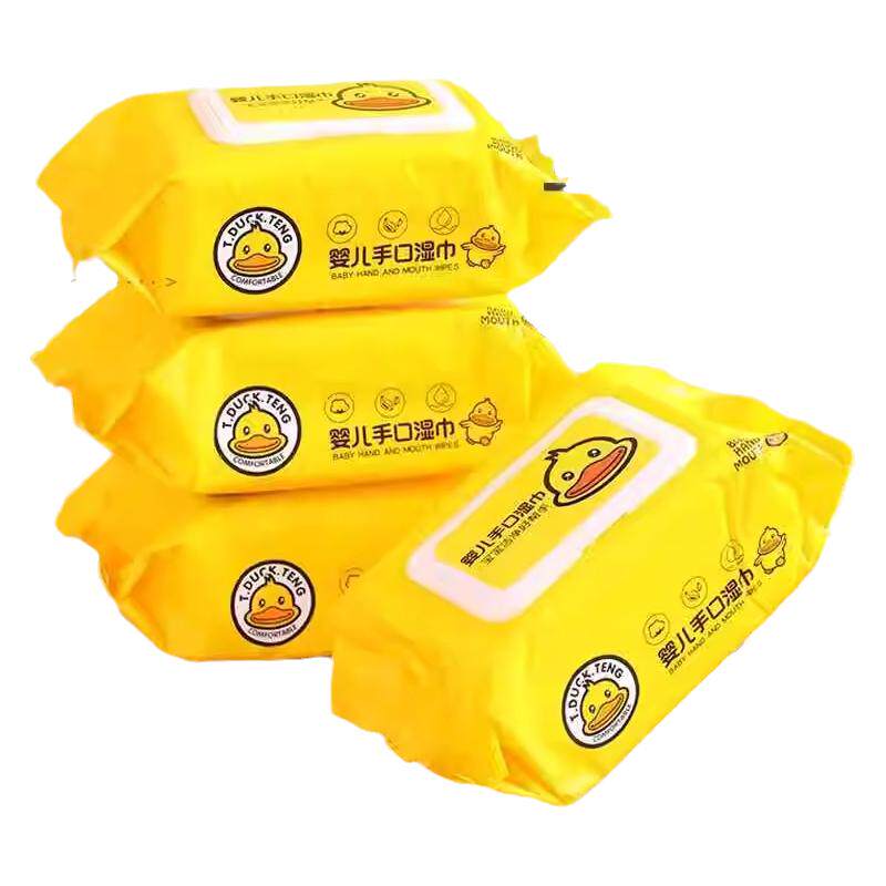 80抽小黄鸭婴儿湿巾加厚婴幼儿手口宝宝专用儿童带盖大包湿纸巾