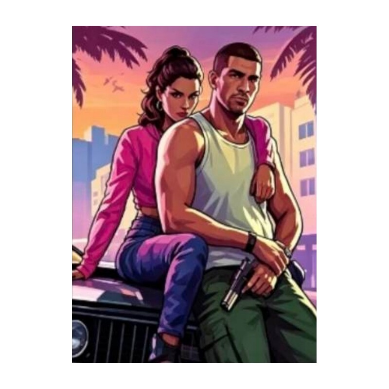 GTA6游戏R星周边裸眼渐变光栅画3d立体装饰画光栅卡变化挂墙海报