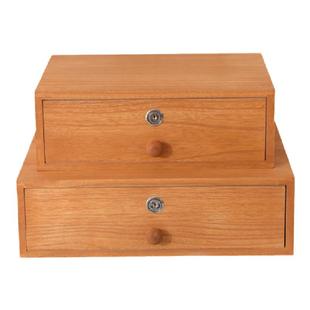 带锁收纳盒抽屉式实木家用桌面大容量长方形单层钱箱盒柜子储物盒