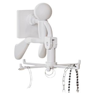 小人旋转首饰挂钩入户门钥匙创意免打孔壁挂式包包收纳小物件挂架