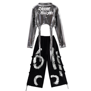 女团爵士舞演出服jazz女童街舞独唱舞蹈架子鼓走秀炸街套装酷帅潮