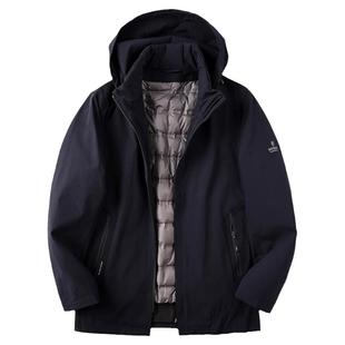 外贸换季断码清仓冬季青年男百搭黑色可拆卸内胆中长款羽绒服R045