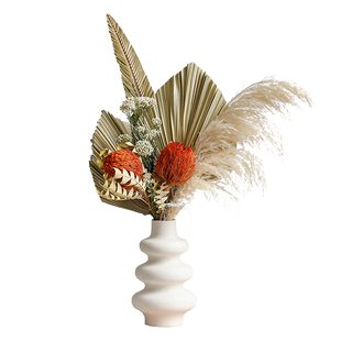 进口橙色班克木干花花束高级感带花瓶成品客厅摆设高端摆花装饰品