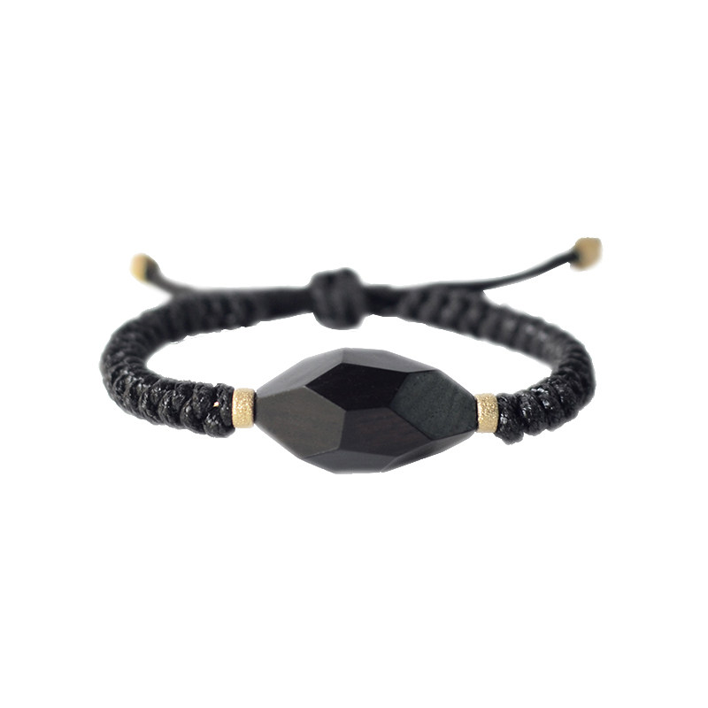 未艾原创设计木制手工编织可调节情侣款刻字男女手链简约闺蜜