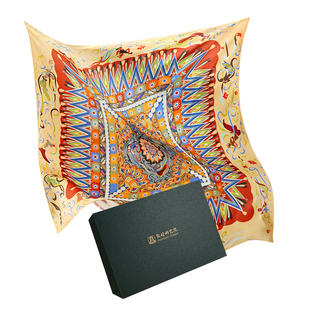 敦煌研究院100%桑蚕丝真丝丝巾方巾送长辈送妈妈款高级感轻奢礼盒