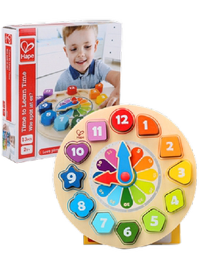 Hape1-3岁立体拼板时钟玩具