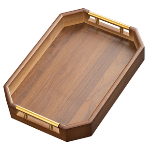 胡桃色竹木茶盘家用客厅茶台托盘茶具收纳盘茶道配件茶海托盘