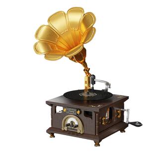 【拼奇积木】复古留声机儿童玩具桌面拼搭摆件模型情怀