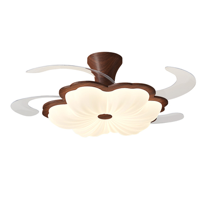 侘寂风胡桃木纹原木白色风扇灯