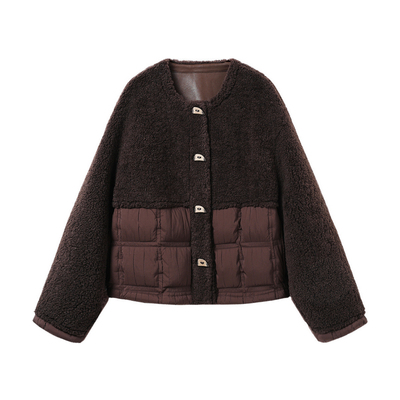 西町村屋简约外套女装2025冬新款设计感拼接短款羽绒服XHAD10233