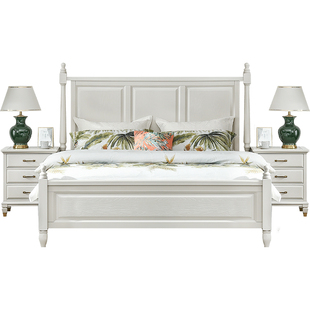 林恩美式实木双人床美式田园轻奢风卧室家具M03双人床