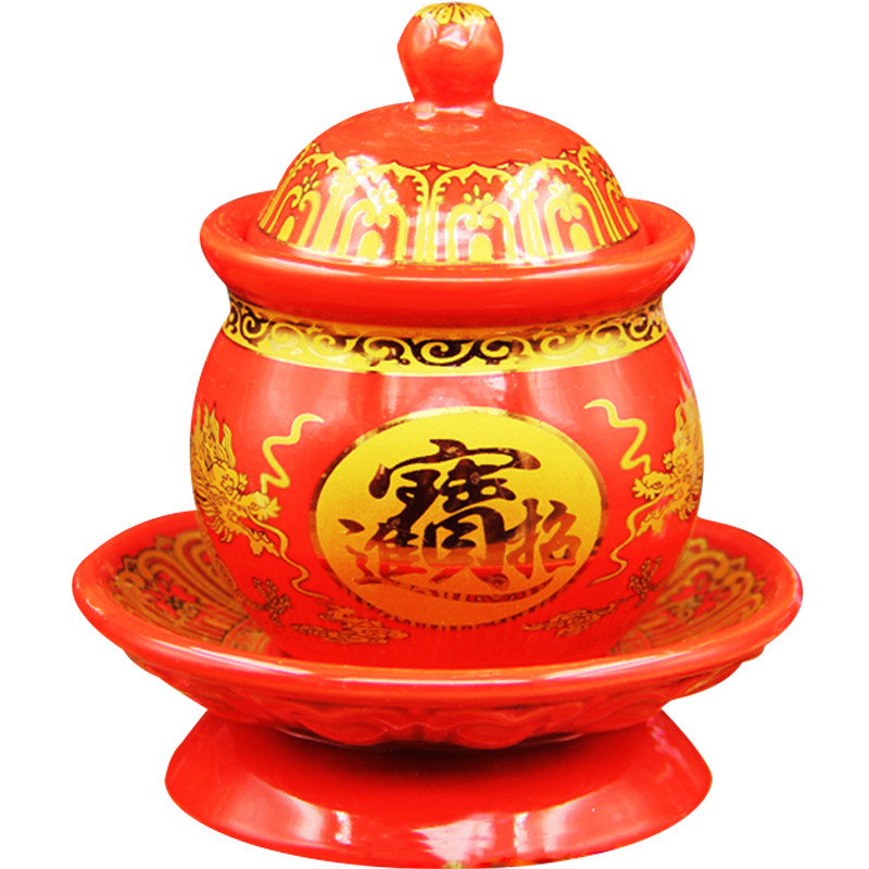 佛堂用品莲花供杯陶瓷佛前圣水杯观音大悲水佛具供佛净水杯供佛杯