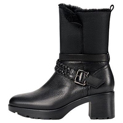 灵梅陈厚底真皮雪地靴羊毛靴子女