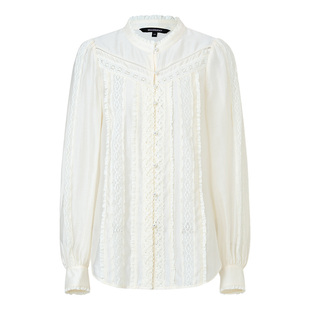 【艺术系流浪】MAXRIENY法式复古蕾丝衬衫莱赛尔上衣25秋醋酸衬衣