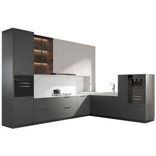 金牌厨柜整体厨房橱柜定制石英石一体台面灶台柜开放式厨房家用柜