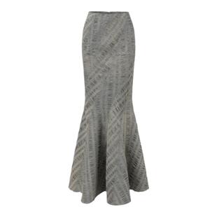 OUDE WAAG  棉质混纺褶皱盐缩牛仔女装鱼尾裙