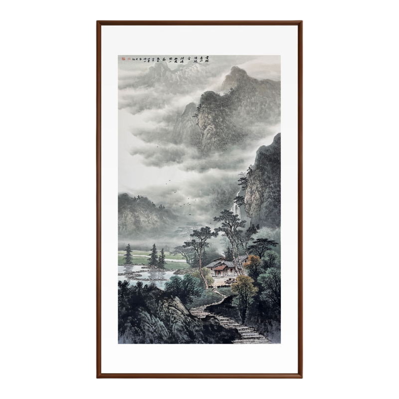 新中式山水玄关客厅装饰画