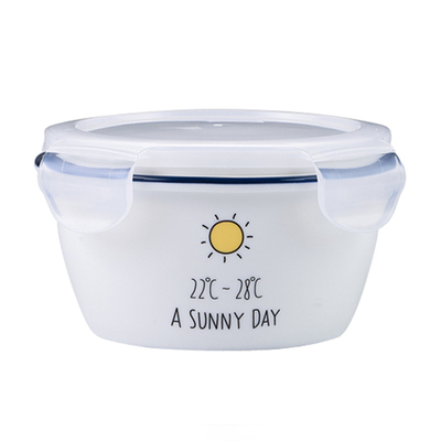 微波炉加热专用圆形陶瓷碗带盖