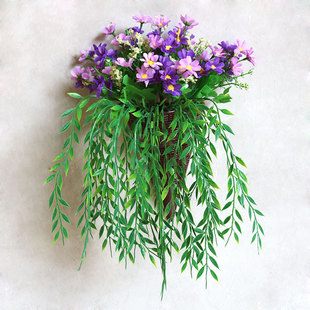 仿真花篮壁挂墙壁插花墙挂客厅墙上装饰吊挂悬挂花瓶假花套装花盆
